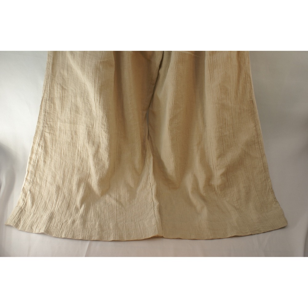 Free People Wide Leg Gauze Pants Beige Tan Crossover Waist Smocked Back Boho NEW - Picture 11 of 16